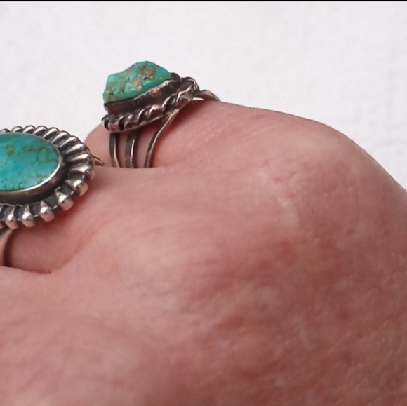 Native American Sterl.Silver Raw Turquoise Ring VINTAGE - Picture 12 of 16